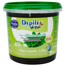 Depile Plus Cera Depilatória Extra Menta Método Hidrossolúvel Pote Profissional 1,300Kg